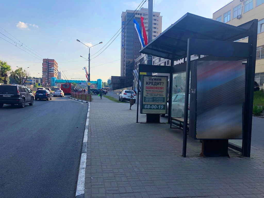Фотография рекламного носителя, тип: Остановка 1.8x1.2, адрес: Московский пр-т., д.74, Ярославль, Ярославская область, Россия. Сторона А2 №162557
