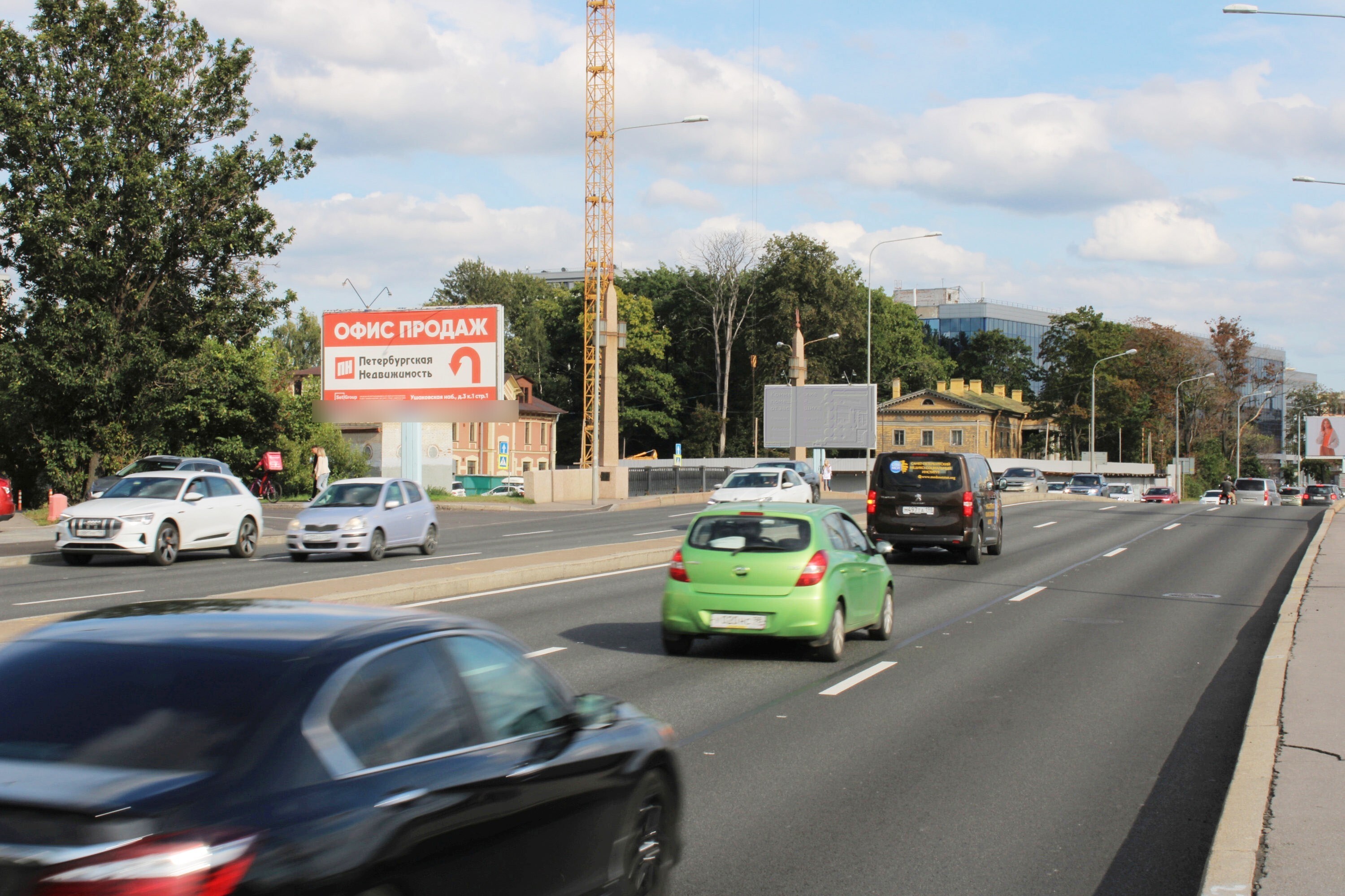 Фотография рекламного носителя, тип: Билборд 3x6, адрес: Ушаковская наб., д.3, корп.1 X Головинский мост, Санкт-Петербург, Россия. Сторона Б №118697