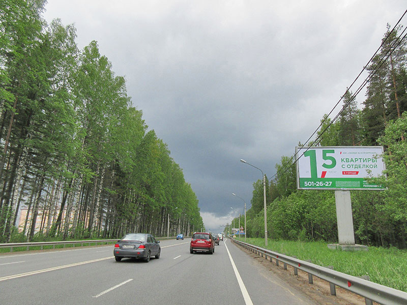 Фотография рекламного носителя, тип: Билборд 3x6, адрес: Выборгское ш., 25 700м, Сертолово, Ленинградская область, Россия. Сторона A №170539
