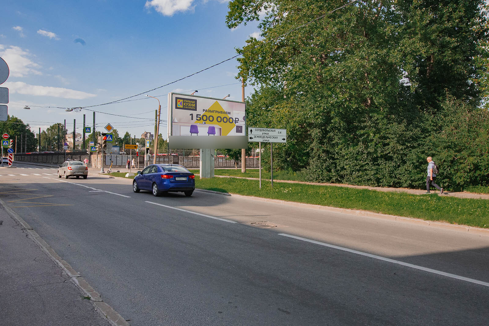 Фотография рекламного носителя, тип: Билборд 3x6, адрес: Студенческая ул., д.10 Х Земледельческая ул., д.2, Санкт-Петербург, Россия. Сторона А №164477