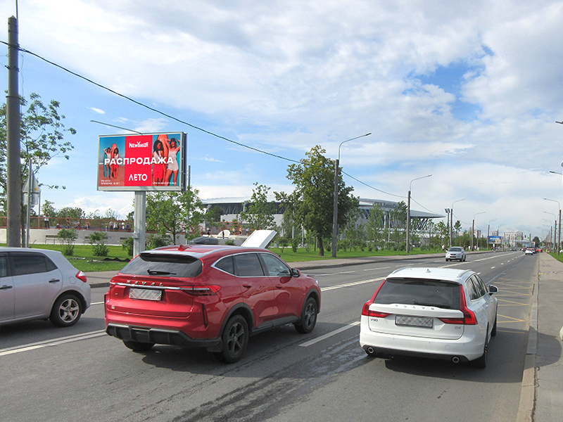Фотография рекламного носителя, тип: Билборд 3x6, адрес: Космонавтов пр-т., д.11 Х Бассейная ул., Санкт-Петербург, Россия. Сторона В1-В10 №165188