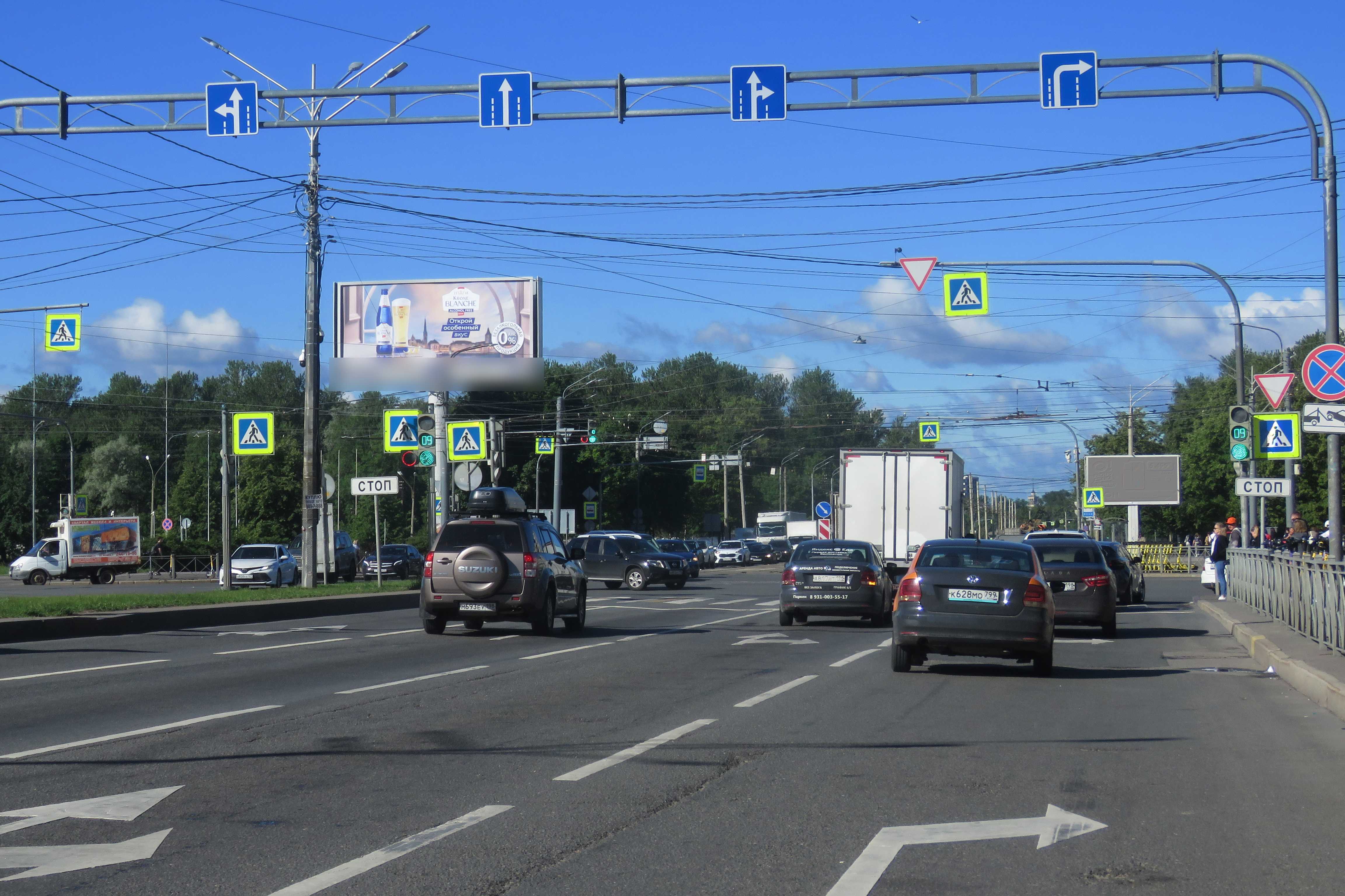 Фотография рекламного носителя, тип: Суперсайт 5x12, адрес: Салова ул. Х Бухарестская ул., Санкт-Петербург, Россия. Сторона Б №1079769