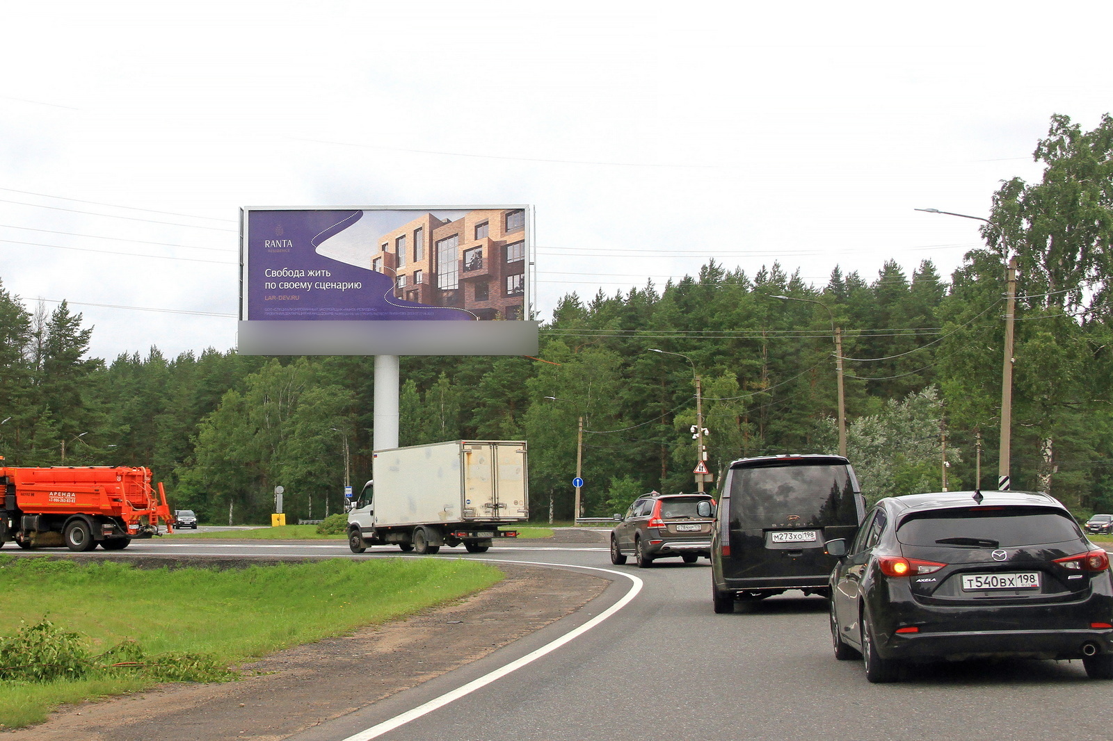 Фотография рекламного носителя, тип: Суперсайт 5x12, адрес: Приморское ш. X Зеленогорское ш., Санкт-Петербург, Россия. Сторона А2 №1088590