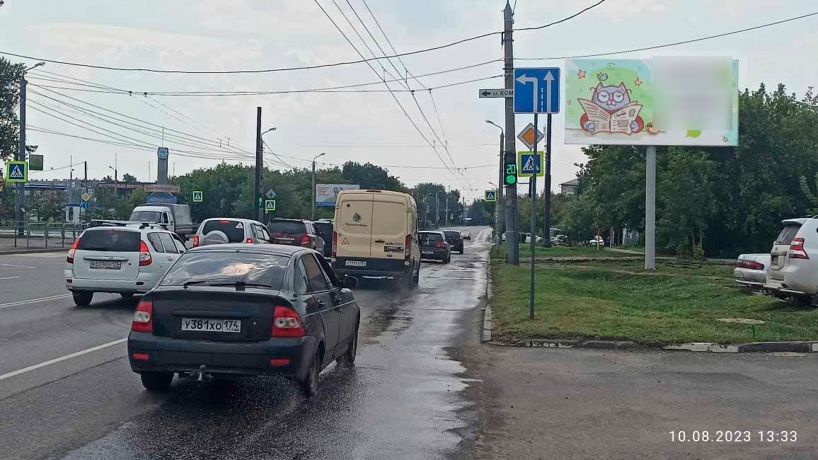 Фотография рекламного носителя, тип: Билборд 3x6, адрес: Бажова ул., д.2а Х Комарова ул., Челябинск, Челябинская область, Россия. Сторона А №184792