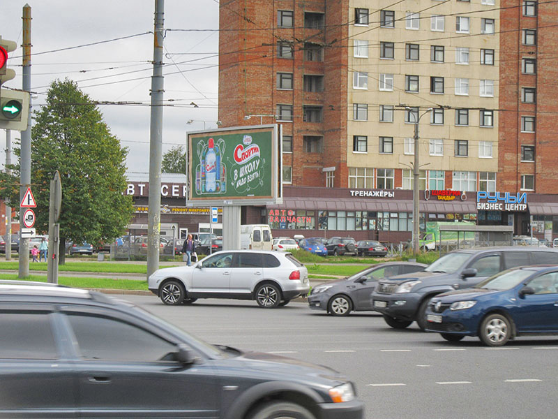 Фотография рекламного носителя, тип: Билборд 3x6, адрес: Руставели ул., д.13 Х Науки пр-т., Санкт-Петербург, Россия. Сторона B №168847