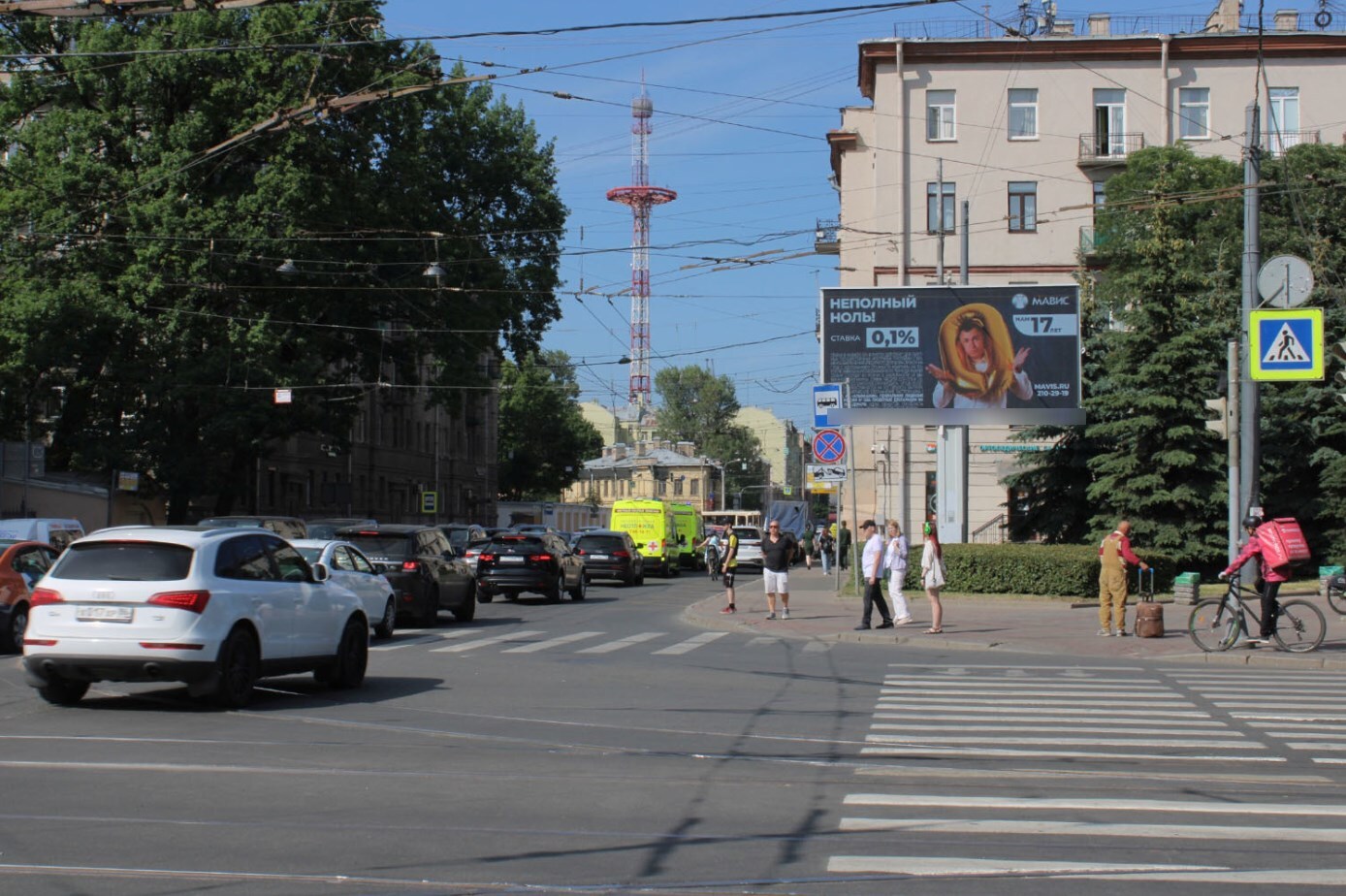 Фотография рекламного носителя, тип: Билборд 3x6, адрес: Академика Лебедева ул., д.31 Х Боткинская ул., Санкт-Петербург, Россия. Сторона А1 №118351