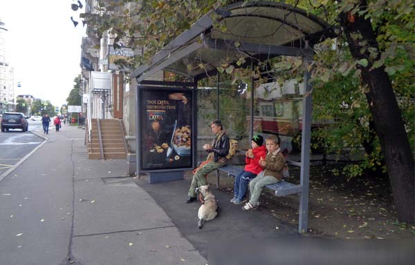 Фотография рекламного носителя, тип: Остановка 1.8x1.2, адрес: Савушкина ул., д.21, Санкт-Петербург, Россия. Сторона А №140544