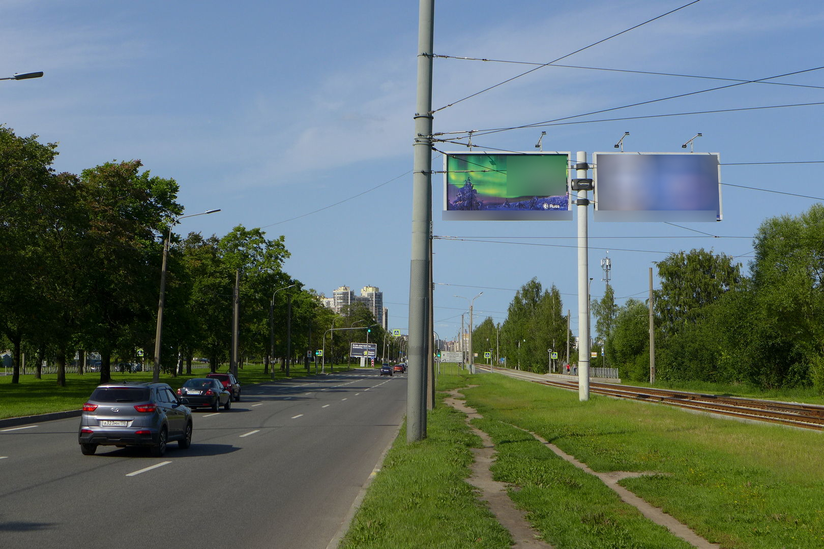 Фотография рекламного носителя, тип: Билборд 3x6, адрес: Руставели пр-т. Х Луначарского пр-т., поз.2, Санкт-Петербург, Россия. Сторона А1 №434812