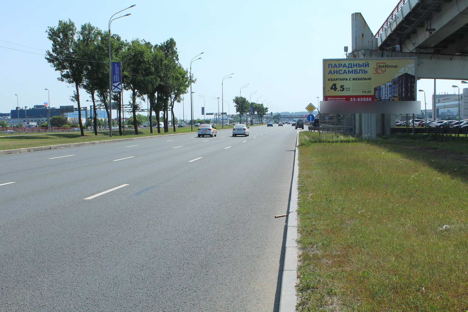 Фотография рекламного носителя, тип: Билборд 3x6, адрес: Пулковское ш., КАД 180м, Санкт-Петербург, Россия. Сторона А №106219