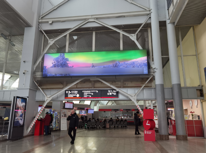 Фотография рекламного носителя, тип: Видеоэкран, адрес: ЖД вокзал «Самара», Комсомольская пл., д.1, Самара, Самарская область, Россия. Сторона/вариант А №1326368