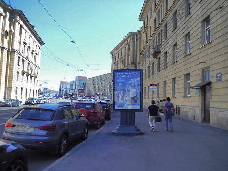 Фотография рекламного носителя, тип: Ситиформат 1.8x1.2, адрес: Тульская ул., д.9, Санкт-Петербург, Россия. Сторона А №166000