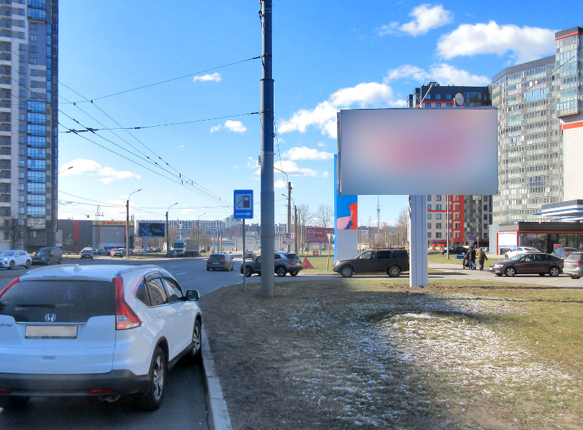 Фотография рекламного носителя, тип: Билборд 3x6, адрес: Кушелевская дорога, д.8, Санкт-Петербург, Россия. Сторона A1-А10 №169983