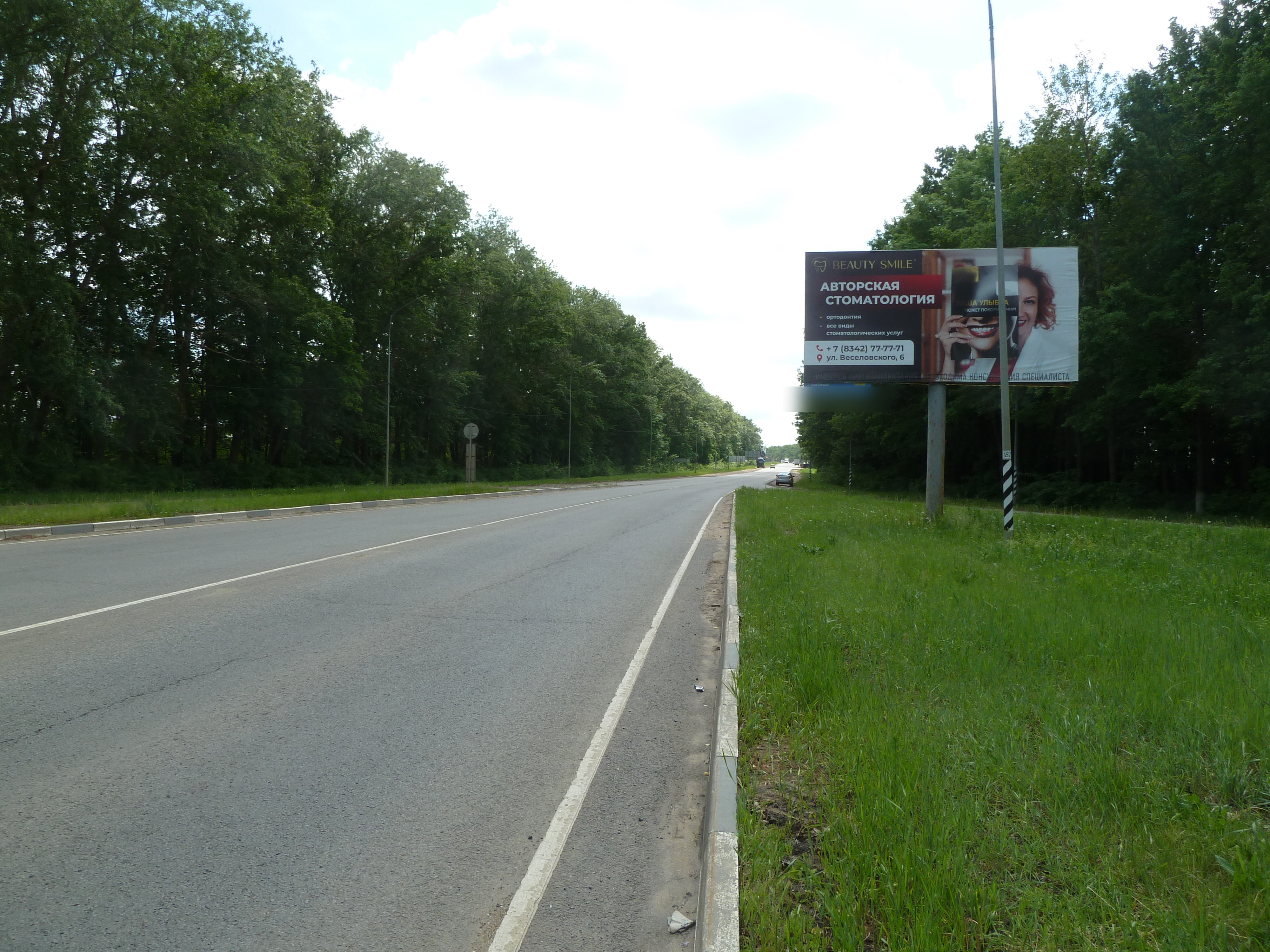 Фотография рекламного носителя, тип: Билборд 3x6, адрес: Лямбирское ш., транспортная развязка г. Саранск-г.Н.Новгород, щит№1, Саранск, Республика Мордовия, Россия. Сторона А №1028433