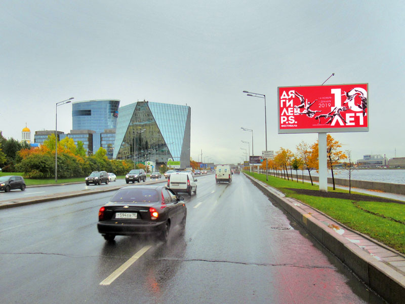 Фотография рекламного носителя, тип: Билборд 3x6, адрес: Малоохтинский наб. Х Весенняя ул., поз.1, Санкт-Петербург, Россия. Сторона A1-A10 №169025