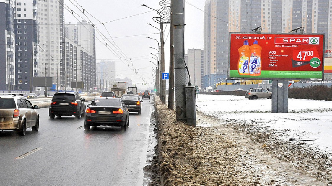 Фотография рекламного носителя, тип: Билборд 3x6, адрес: Коллонтай ул., д.3, литера В, Санкт-Петербург, Россия. Сторона A1-A10 №172235