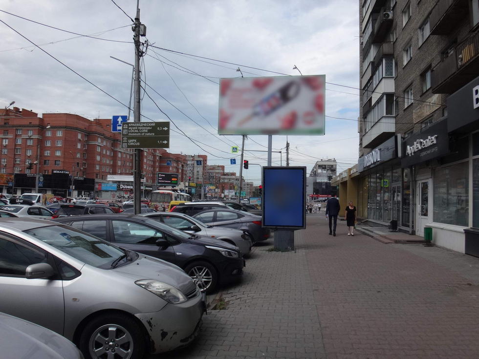 Фотография рекламного носителя, тип: Ситиформат 1.8x1.2, адрес: Вокзальная магистраль ул., д.13 Х Димитрова пр-т., Новосибирск, Новосибирская область, Россия. Сторона А №142466