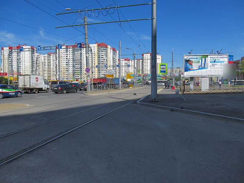 Фотография рекламного носителя, тип: Билборд 3x6, адрес: Косыгина пр-т., д.17 Х Индустриальный пр-т., Санкт-Петербург, Россия. Сторона A №169031