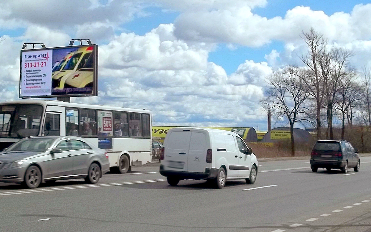 Фотография рекламного носителя, тип: Билборд 3x6, адрес: Московское ш., д.162, Санкт-Петербург, Россия. Сторона B №171450