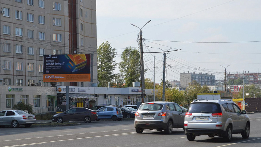 Фотография рекламного носителя, тип: Билборд 3x6, адрес: Комсомольский пр-т., д.61 Х Ворошилова ул., Челябинск, Челябинская область, Россия. Сторона B №201271