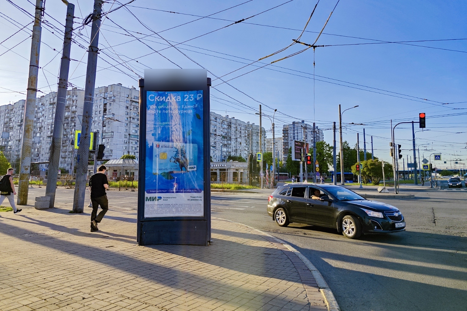 Фотография рекламного носителя, тип: Пиллар 3x1.4, адрес: Наличная ул., д.48 Х Кораблестроителей ул., Санкт-Петербург, Россия. Сторона Б №687550