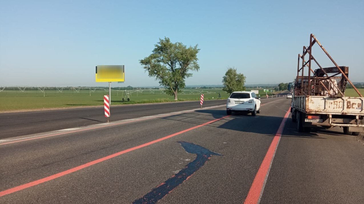 Фотография рекламного носителя, тип: Билборд 3x6, адрес: Р-217 «Кавказ» а/д, 101 520м, Кропоткин, Краснодарский край, Россия. Сторона Б №1336988