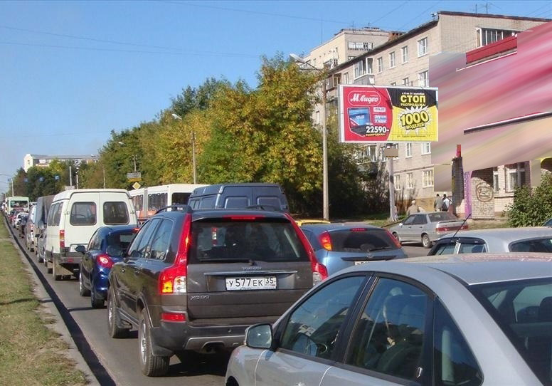 Фотография рекламного носителя, тип: Билборд 3x6, адрес: Победы пр-т., д.73, Череповец, Вологодская область, Россия. Сторона А1-А3 №111043