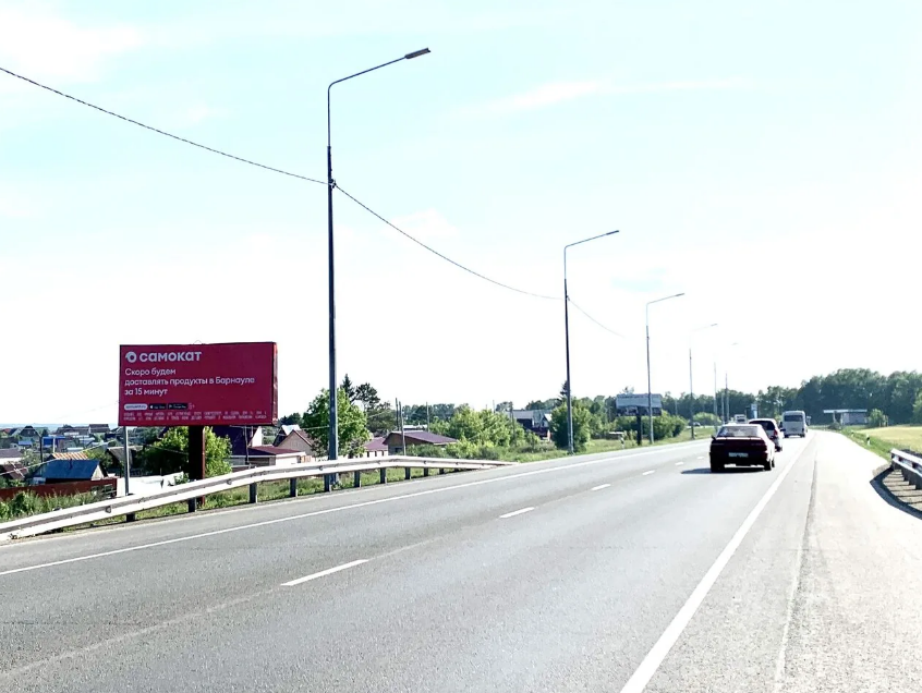 Фотография рекламного носителя, тип: Билборд 3x6, адрес: Змеиногорский тракт а/д, 16 200м, Барнаул, Алтайский край, Россия. Сторона В №1044556