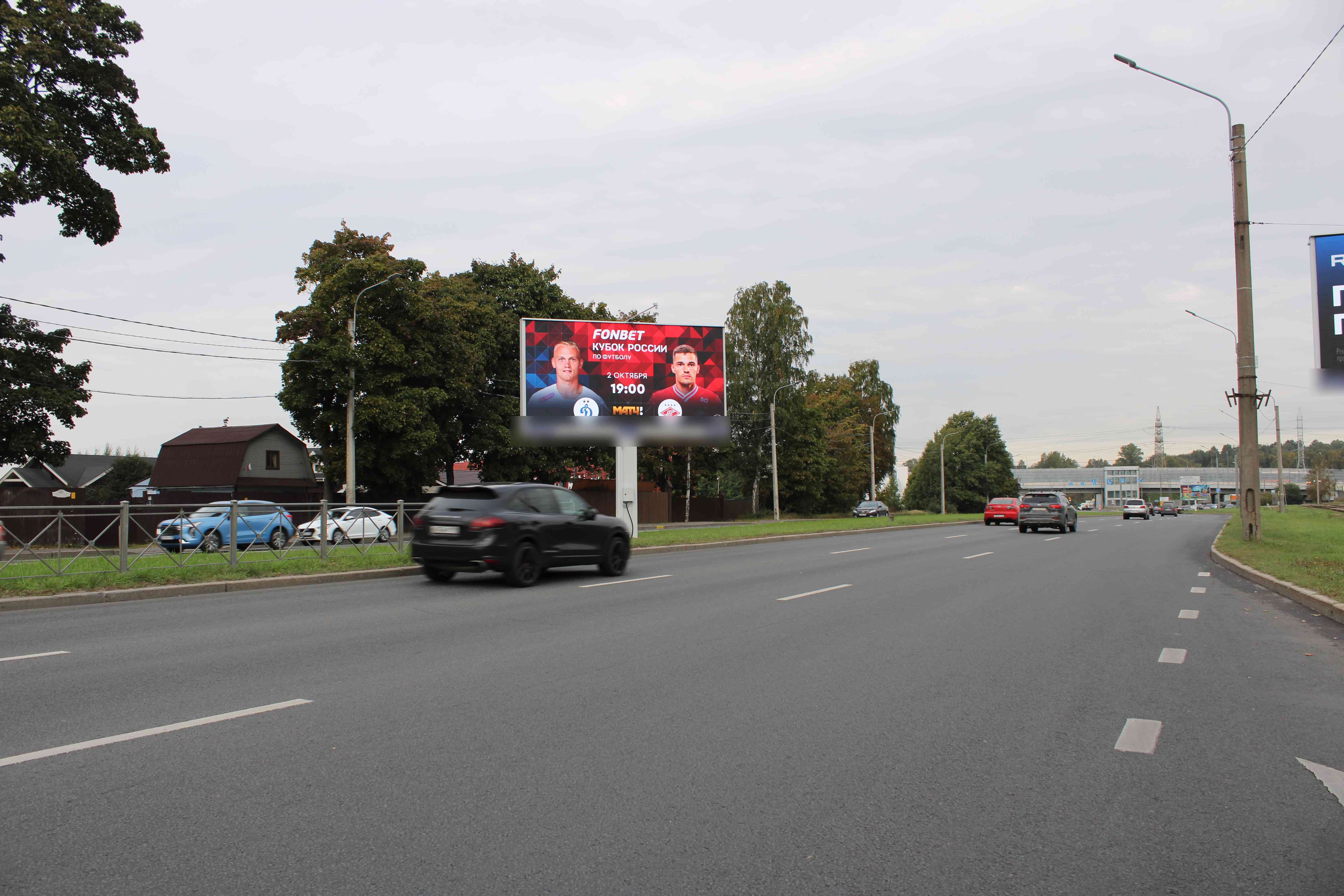 Фотография рекламного носителя, тип: Билборд 3x6, адрес: Выборгское ш., д.182, Санкт-Петербург, Россия. Сторона А2 №118766