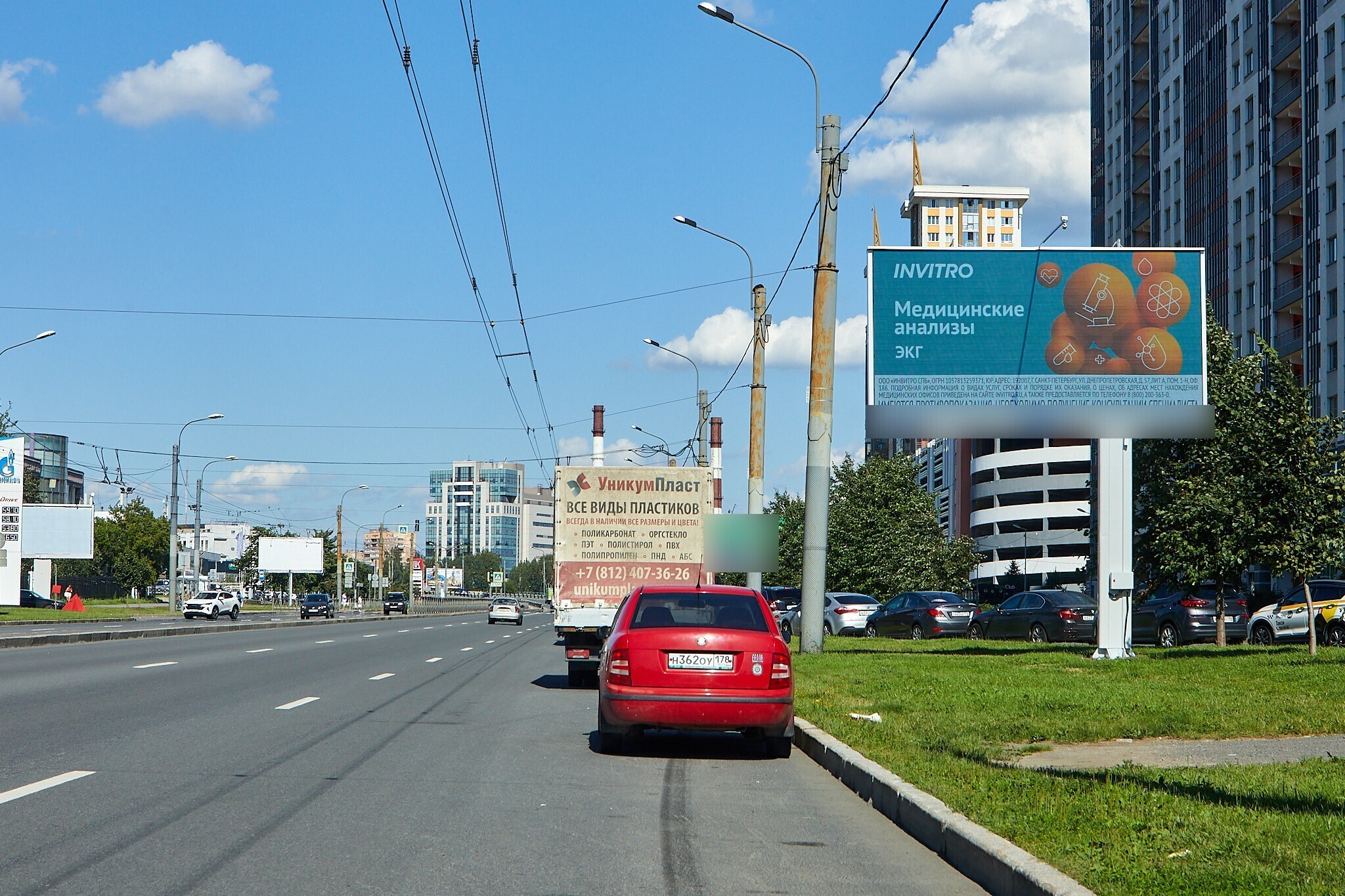 Фотография рекламного носителя, тип: Билборд 3x6, адрес: Кушелевская а/д, д.3, корп.1, Санкт-Петербург, Россия. Сторона А1 №757028