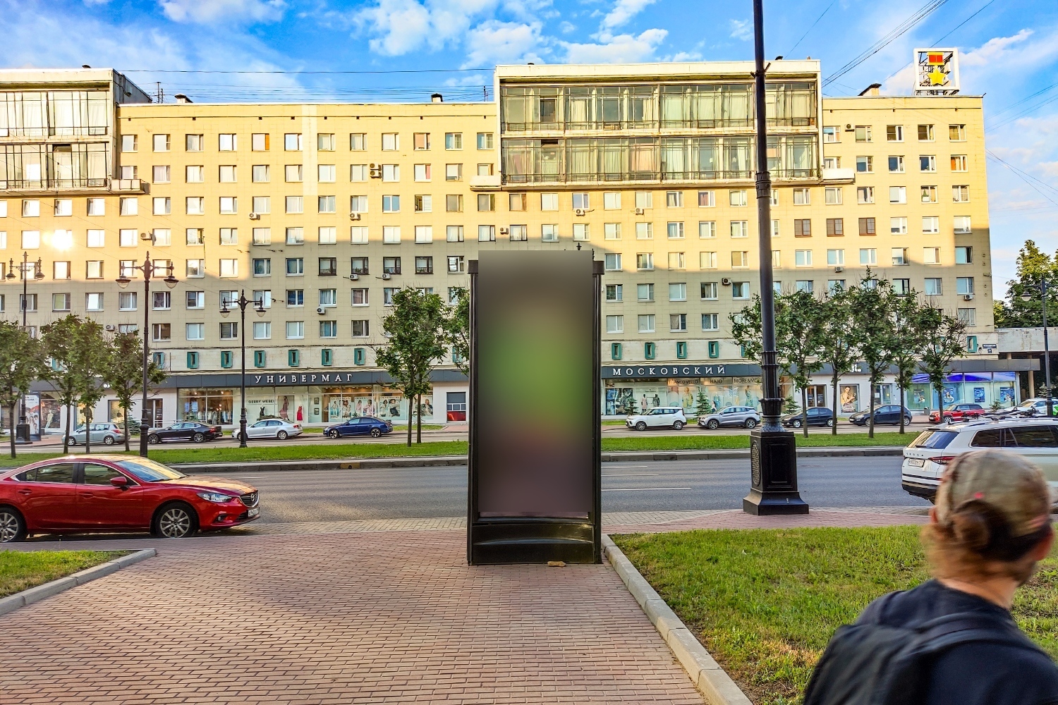 Фотография рекламного носителя, тип: Пиллар 3x1.4, адрес: Московский пр-т., д.205, поз.3, Санкт-Петербург, Россия. Сторона С №542128