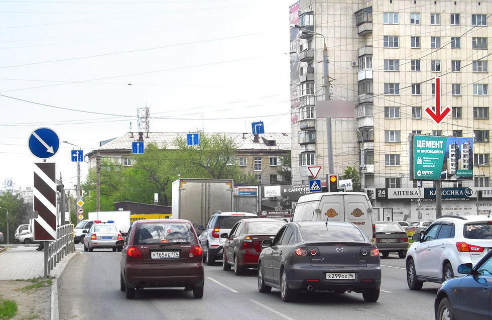 Фотография рекламного носителя, тип: Билборд 3x6, адрес: Победы пр-т. Х Свердловский пр-т., д.28а, Челябинск, Челябинская область, Россия. Сторона А №373877