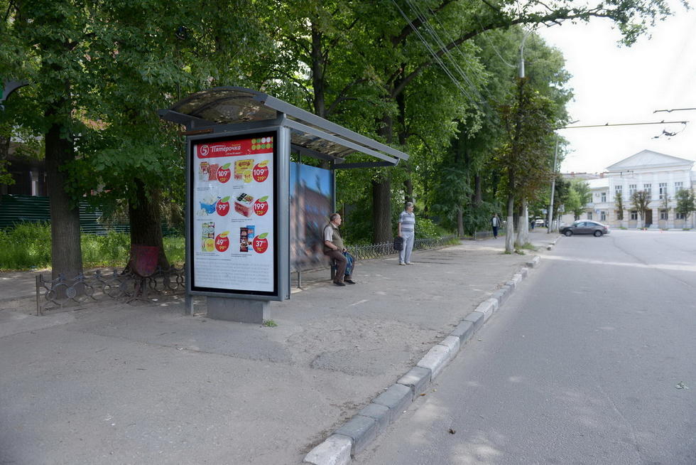 Фотография рекламного носителя, тип: Остановка 1.8x1.2, адрес: Введенская ул., д.115, Рязань, Рязанская область, Россия. Сторона Б №158785