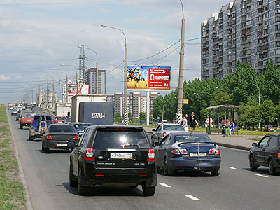 Фотография рекламного носителя, тип: Билборд 3x6, адрес: Братеевский мост, д.21, Москва, Россия. Сторона A №79640
