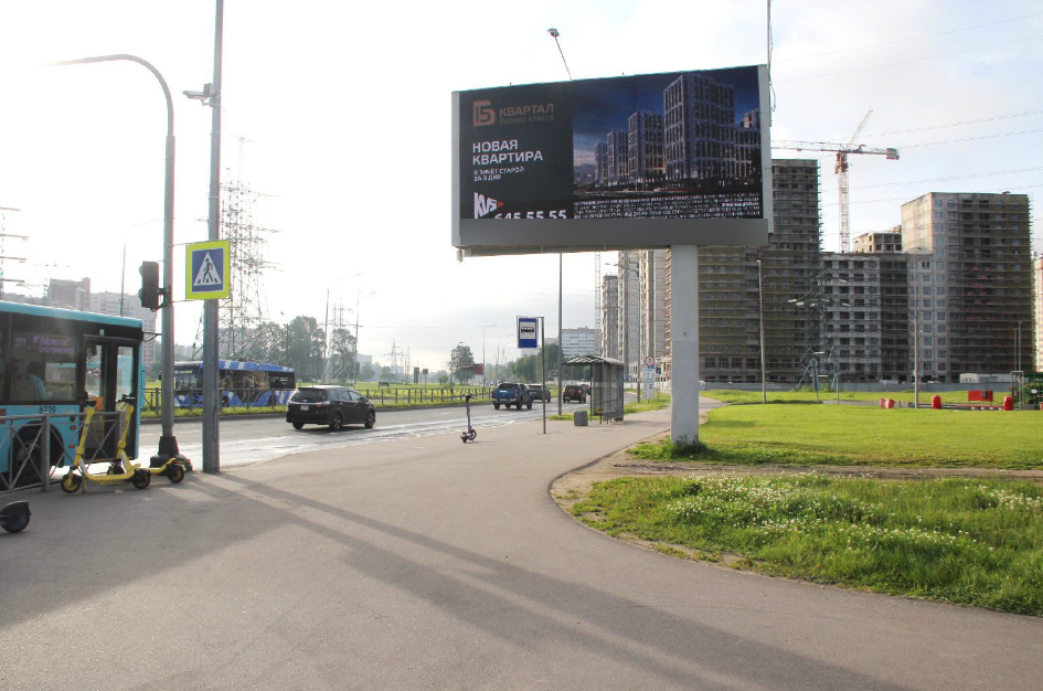 Фотография рекламного носителя, тип: Билборд 3x6, адрес: Маршала Блюхера пр-т. Х Лабораторная ул., д.19, Санкт-Петербург, Россия. Сторона A1-А10 №164649