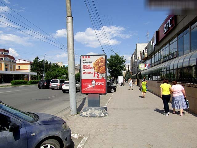 Фотография рекламного носителя, тип: Ситиформат 1.8x1.2, адрес: Карла Маркса пр-т., д.5а, поз.3, Омск, Омская область, Россия. Сторона А №820456