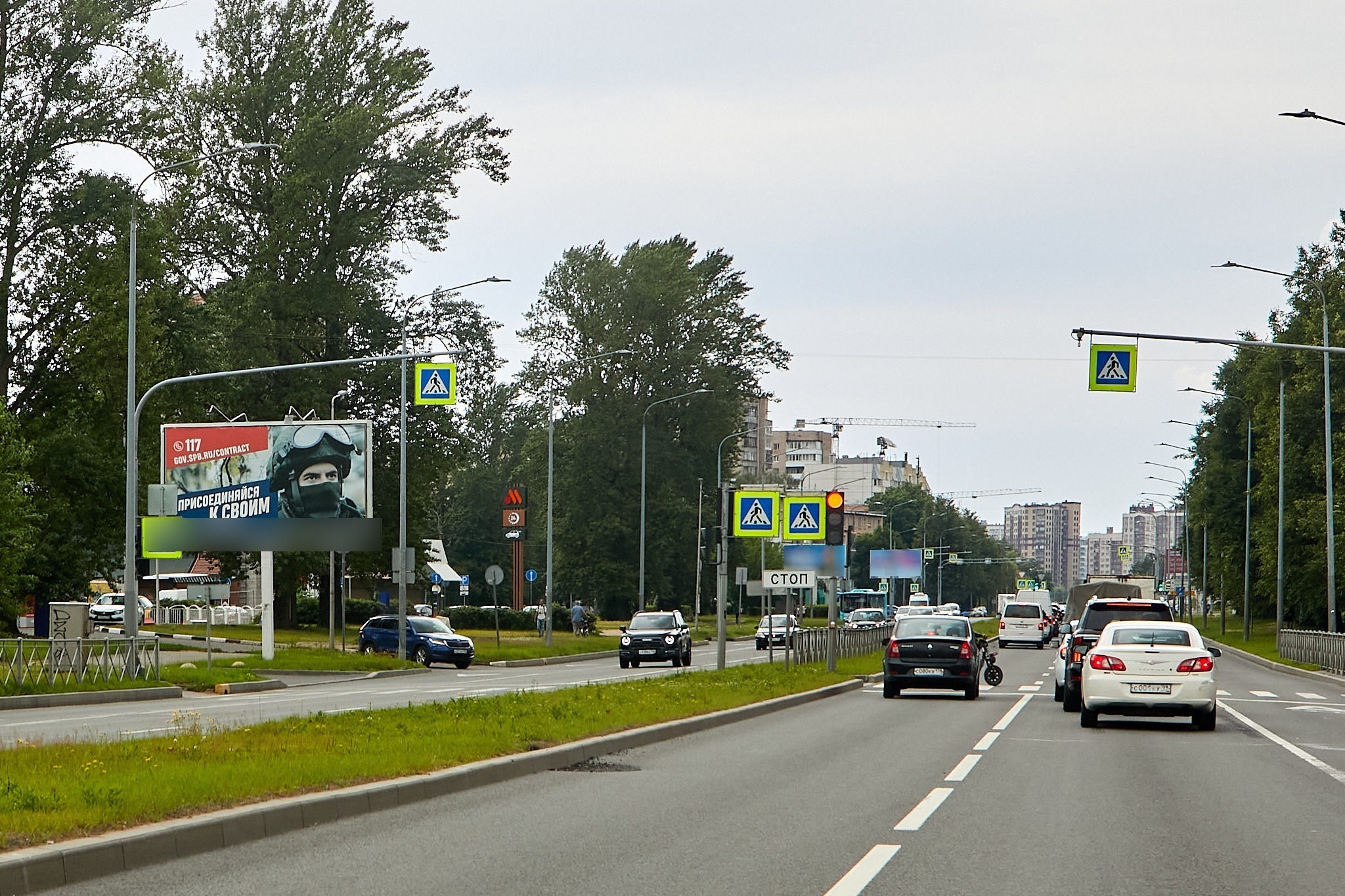 Фотография рекламного носителя, тип: Билборд 3x6, адрес: Маршала Блюхера пр-т., д.41, поз.2, Санкт-Петербург, Россия. Сторона Б1 №719354