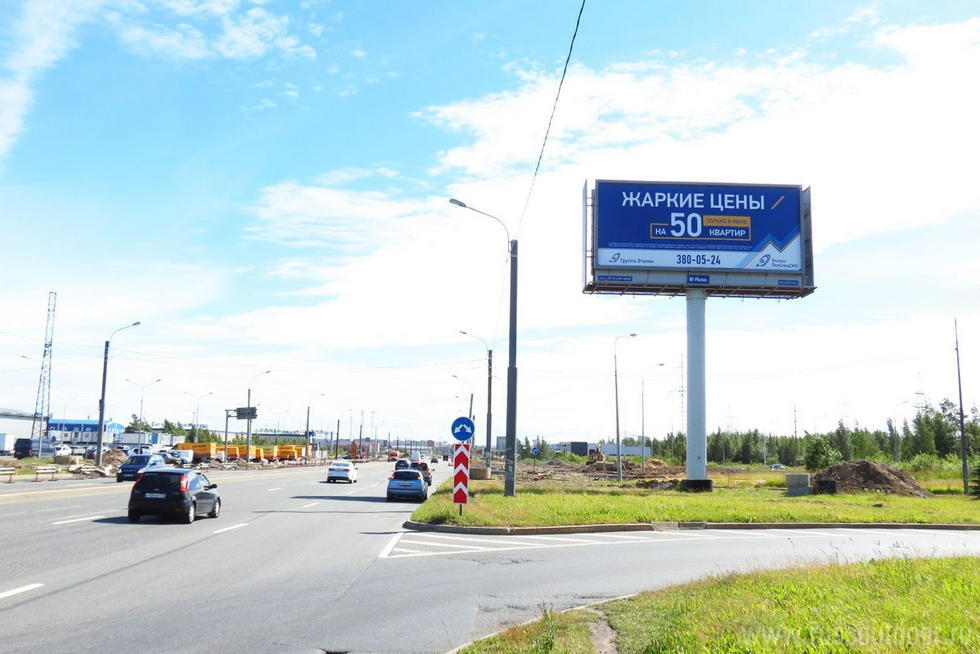 Фотография рекламного носителя, тип: Суперсайт 5x12, адрес: Индустриальный пр-т., д.73 Х Шафировский пр-т., поз.2, Санкт-Петербург, Россия. Сторона А №126888