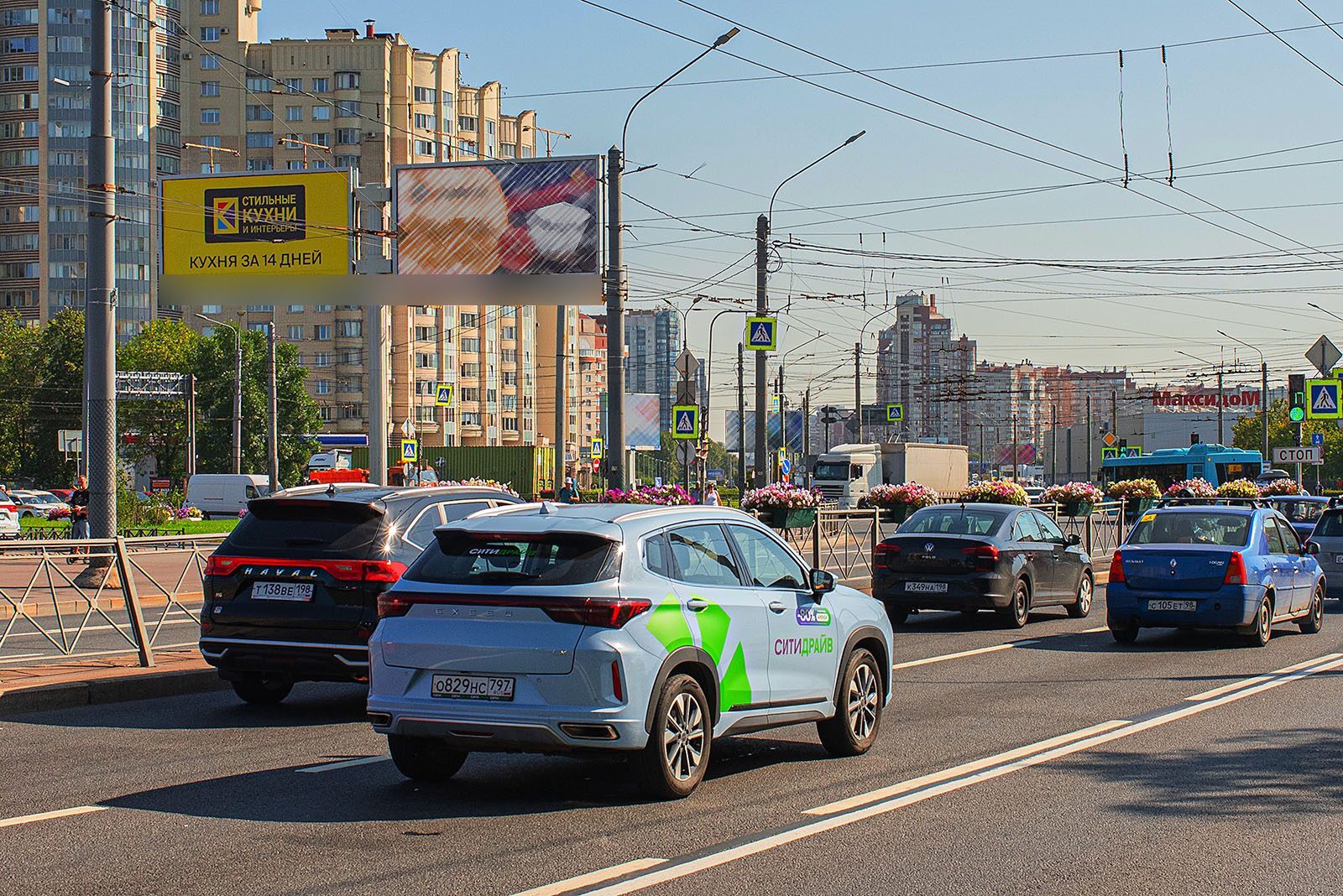 Фотография рекламного носителя, тип: Билборд 3x6, адрес: Ленинский пр-т., д.100, корп.1 Х Маршала Жукова пр-т., Санкт-Петербург, Россия. Сторона В2 №691969