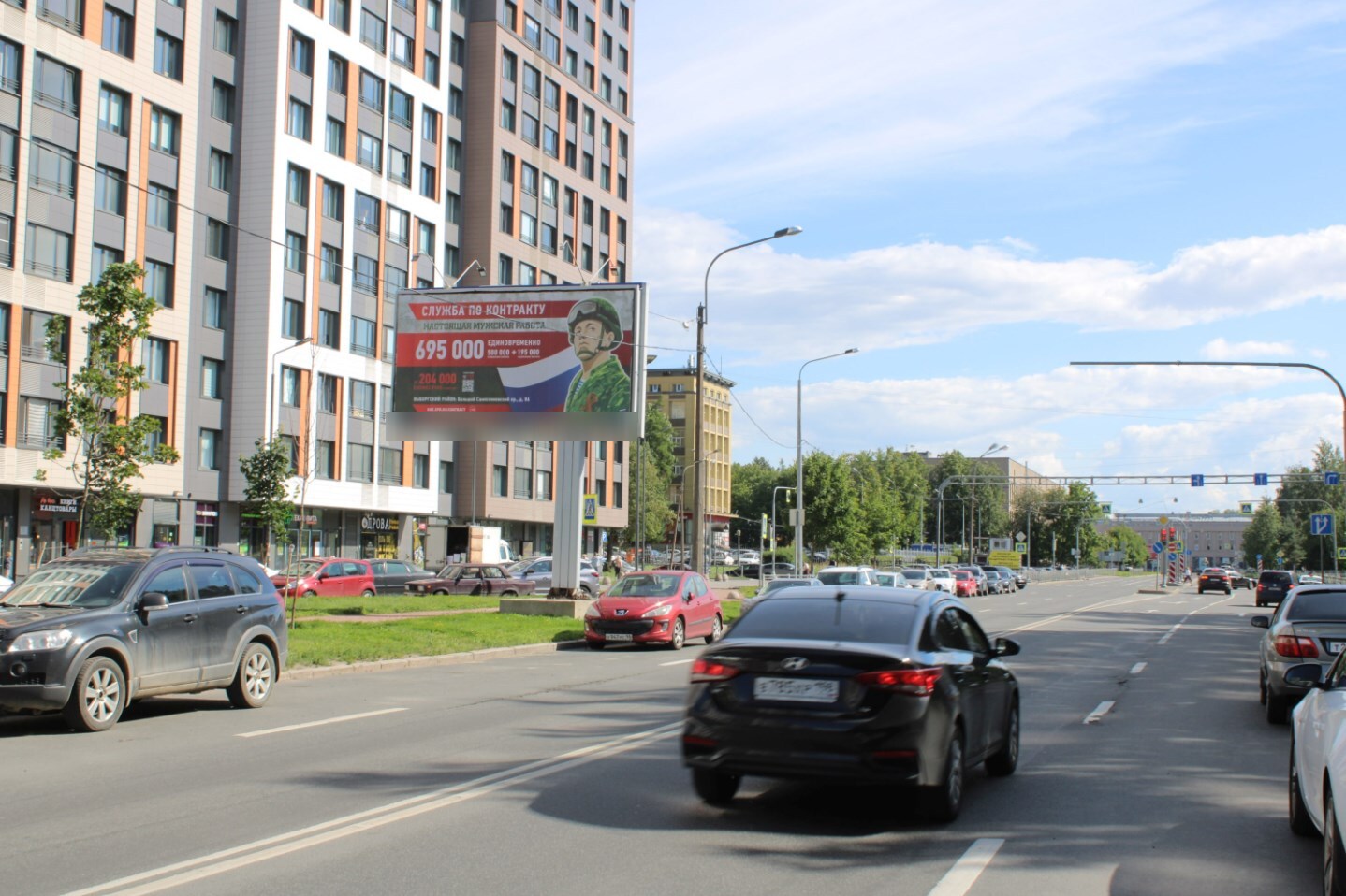 Фотография рекламного носителя, тип: Билборд 3x6, адрес: Грибалёвой ул., д.8 Х Новолитовская ул., Санкт-Петербург, Россия. Сторона Б №684158