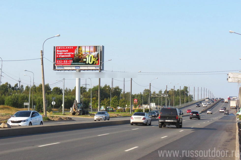 Фотография рекламного носителя, тип: Суперсайт 5x12, адрес: Индустриальный пр-т., д.73 Х Шафировский пр-т., поз.2, Санкт-Петербург, Россия. Сторона Б №126889