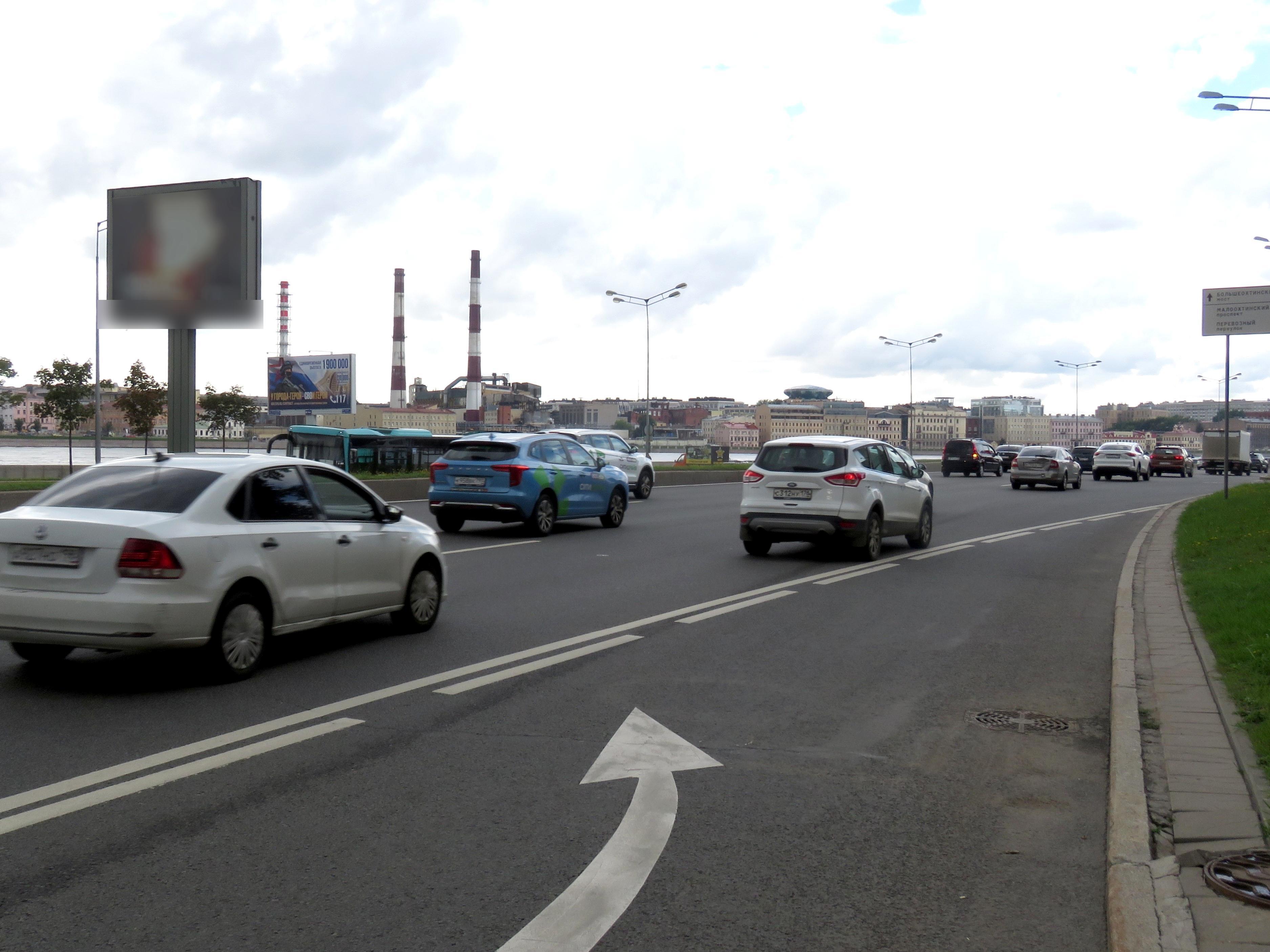 Фотография рекламного носителя, тип: Билборд 3x6, адрес: Малоохтинская наб. Х Малоохтинский пр-т., Санкт-Петербург, Россия. Сторона Б №119779