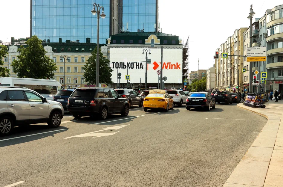 Фотография рекламного носителя, тип: Медиафасад, адрес: Площадь Тверская Застава, д.2, стр.1, Москва, Россия. Сторона B30 №1383499