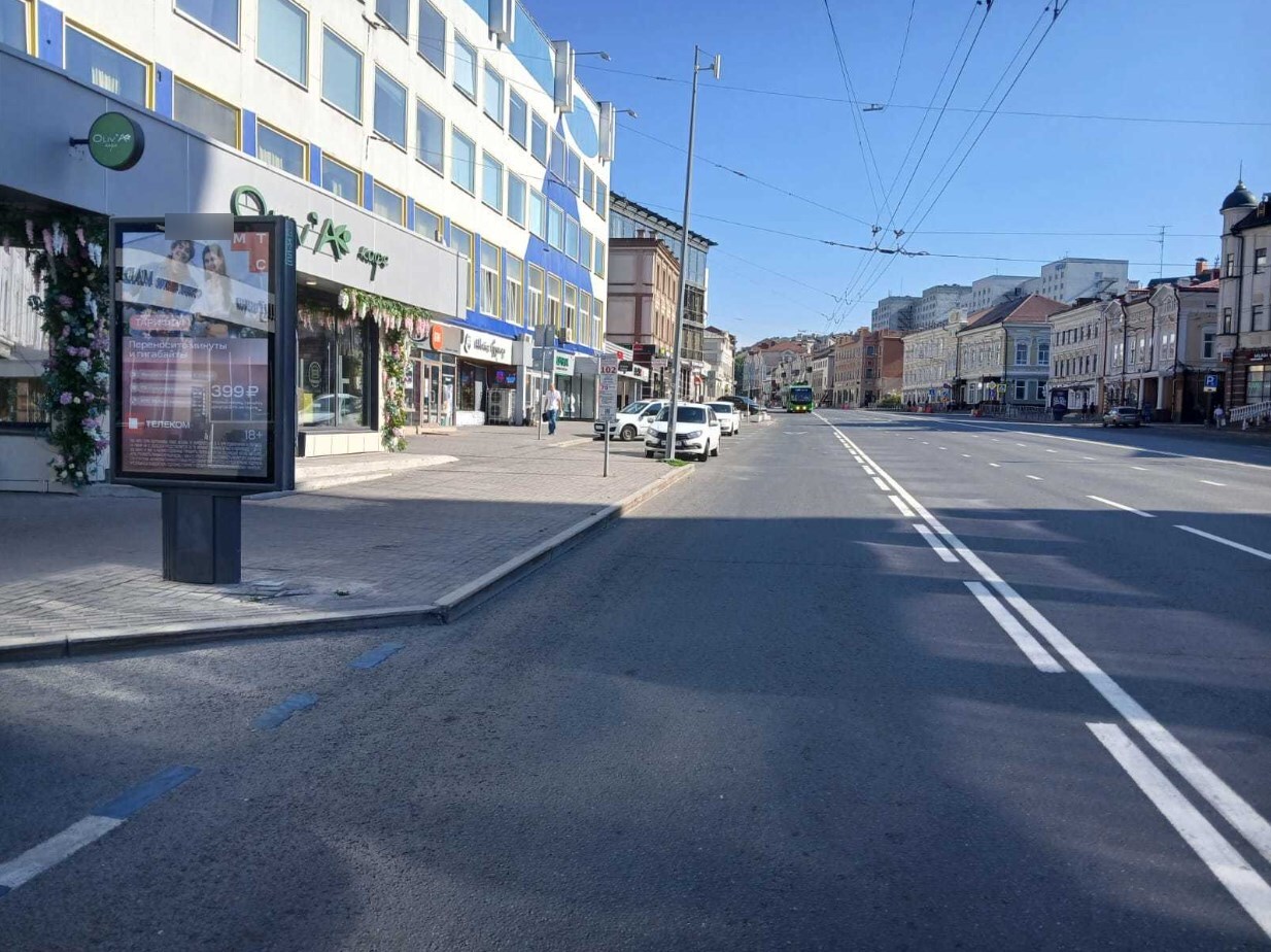 Фотография рекламного носителя, тип: Ситиформат 1.8x1.2, адрес: Пушкина ул., д.17, Казань, Республика Татарстан, Россия. Сторона Б №649785