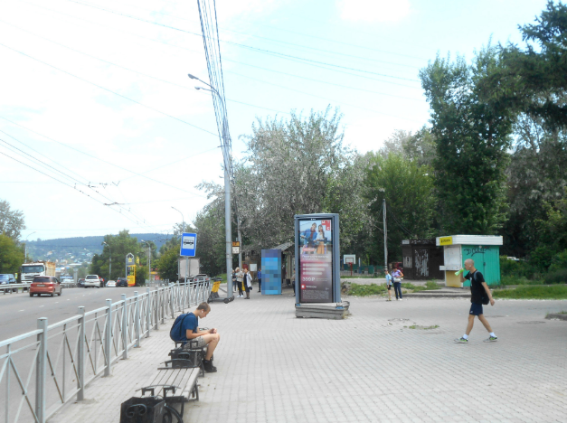 Фотография рекламного носителя, тип: Пиллар 3x1.4, адрес: Сергеева ул. Х Рябикова б-р., поз.1, Иркутск, Иркутская область, Россия. Сторона А1-А5 №159313