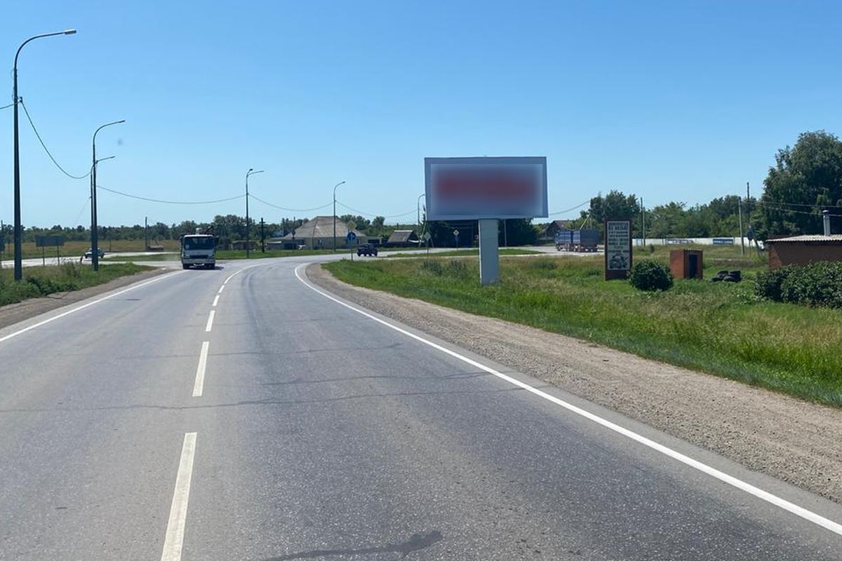 Фотография рекламного носителя, тип: Билборд 3x6, адрес: Поспелиха с., К-09 а/д, 5 750м, Рубцовск , Алтайский край, Россия. Сторона А №1336828
