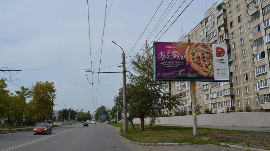 Фотография рекламного носителя, тип: Билборд 3x6, адрес: Новороссийская ул., д.88 Х Лизы Чайкиной ул., Челябинск, Челябинская область, Россия. Сторона А №821154