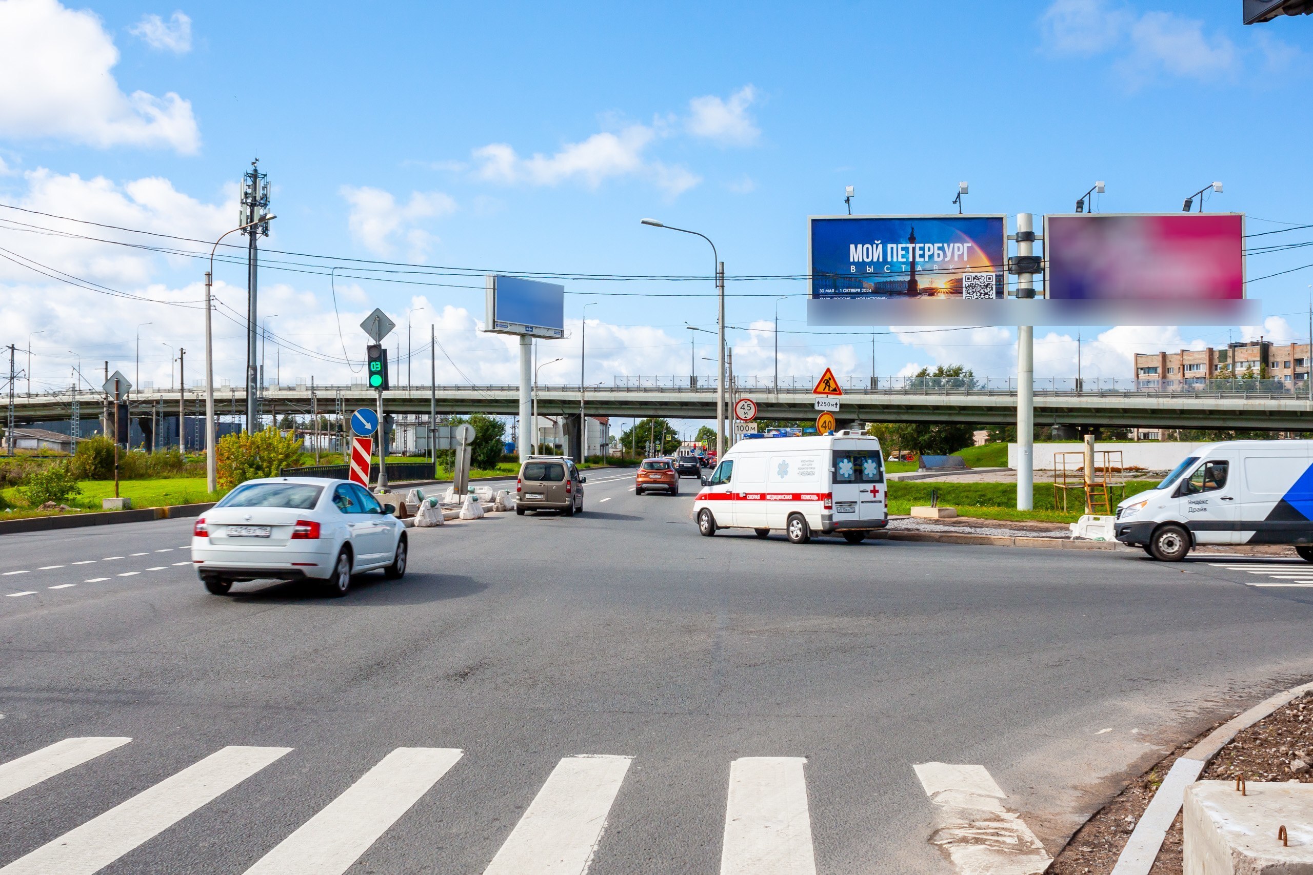 Фотография рекламного носителя, тип: Билборд 3x6, адрес: Народного Ополчения пр-т. Х Маршала Жукова пр-т., Санкт-Петербург, Россия. Сторона А1 №106781