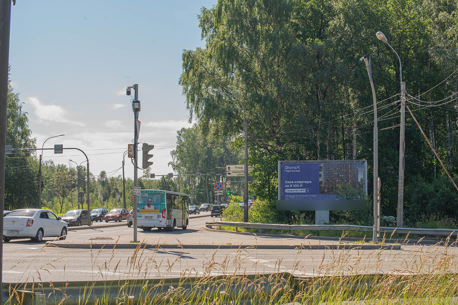 Фотография рекламного носителя, тип: Билборд 3x6, адрес: Выборгское ш. Х Горское ш., д.1, Санкт-Петербург, Россия. Сторона A1-А3 №1094357