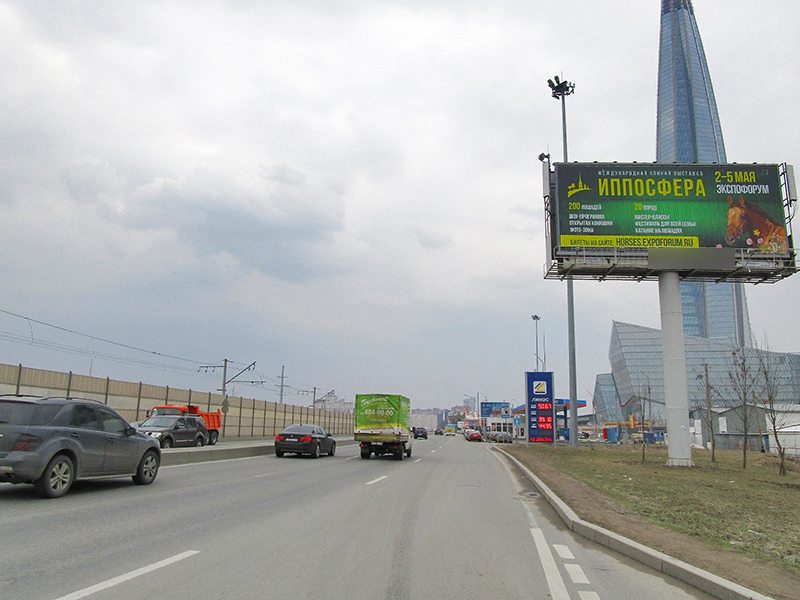 Фотография рекламного носителя, тип: Суперсайт 5x12, адрес: Приморское ш. Х Лахтинский пр-т., д.2, корп.4, Санкт-Петербург, Россия. Сторона A1-A3 №170582