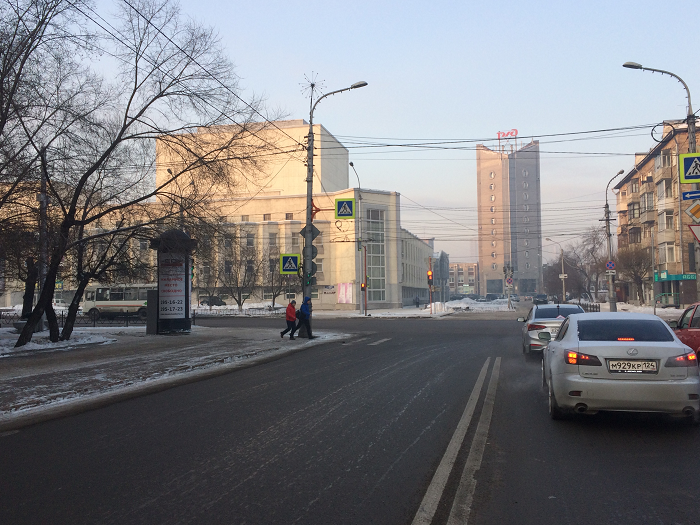 Фотография рекламного носителя, тип: Пиллар 3x1.4, адрес: Мира пр-т., д.117 Х Профсоюзов ул., Красноярск, Красноярский край, Россия. Сторона B №1365694